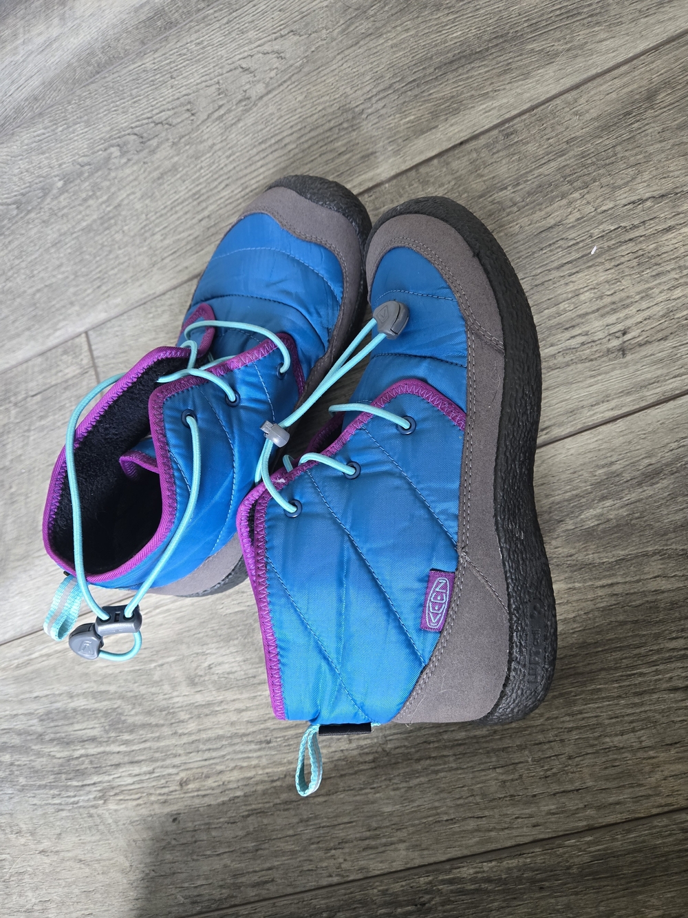Keen Kids Teal and Purple Quilted Winter Boots